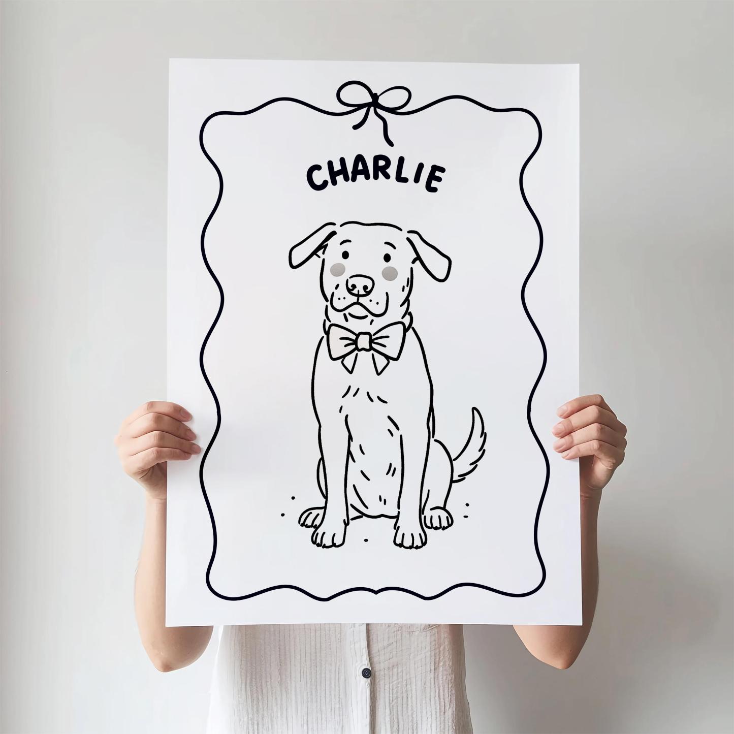 シンプルライン調 ペットキャンバスアート-welikecustom-MJ