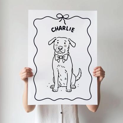 シンプルライン調 ペットキャンバスアート-welikecustom-MJ