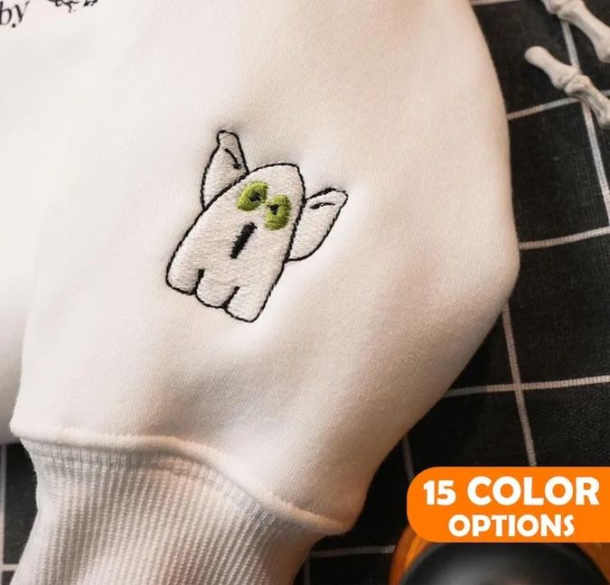 カスタム刺繍されたペットの顔のハロウィーン スウェットシャツ、パーソナライズされたハロウィーン ギフト-welikecustom-MJ