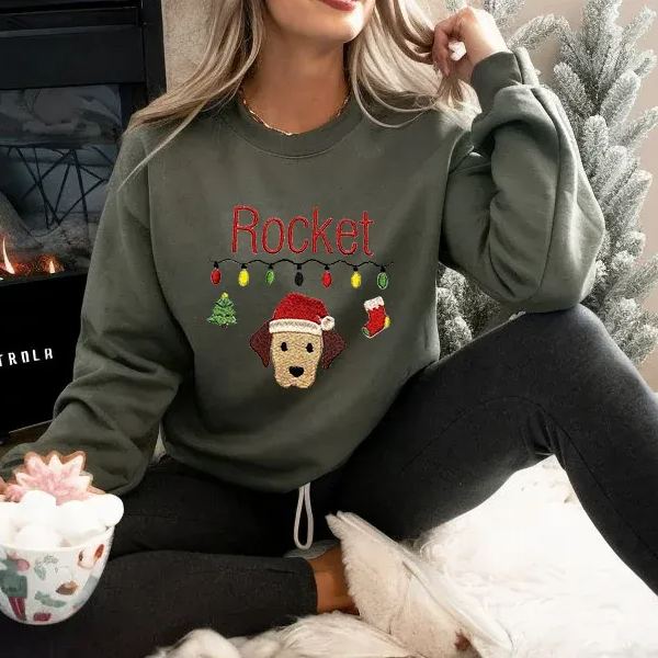 カスタム ペットの刺繍入りクリスマス ライト コレクション T シャツ、スウェットシャツ、パーカー-welikecustom-MJ