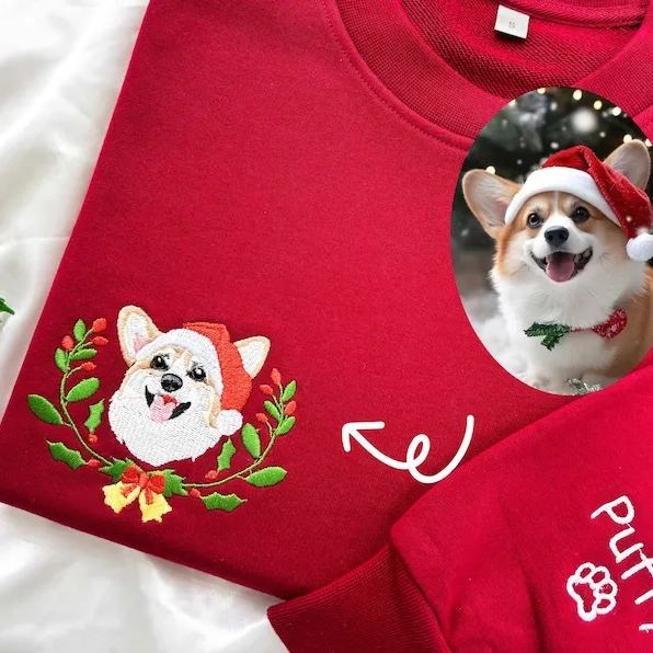 カスタムペット刺繡クリスマスレイシリーズTシャツ、トレーナー、パーカ-welikecustom-MJ