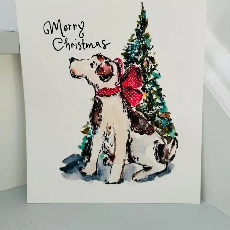 水彩の手描き風のシンプルなクリスマスペットのポートレート-welikecustom-MJ