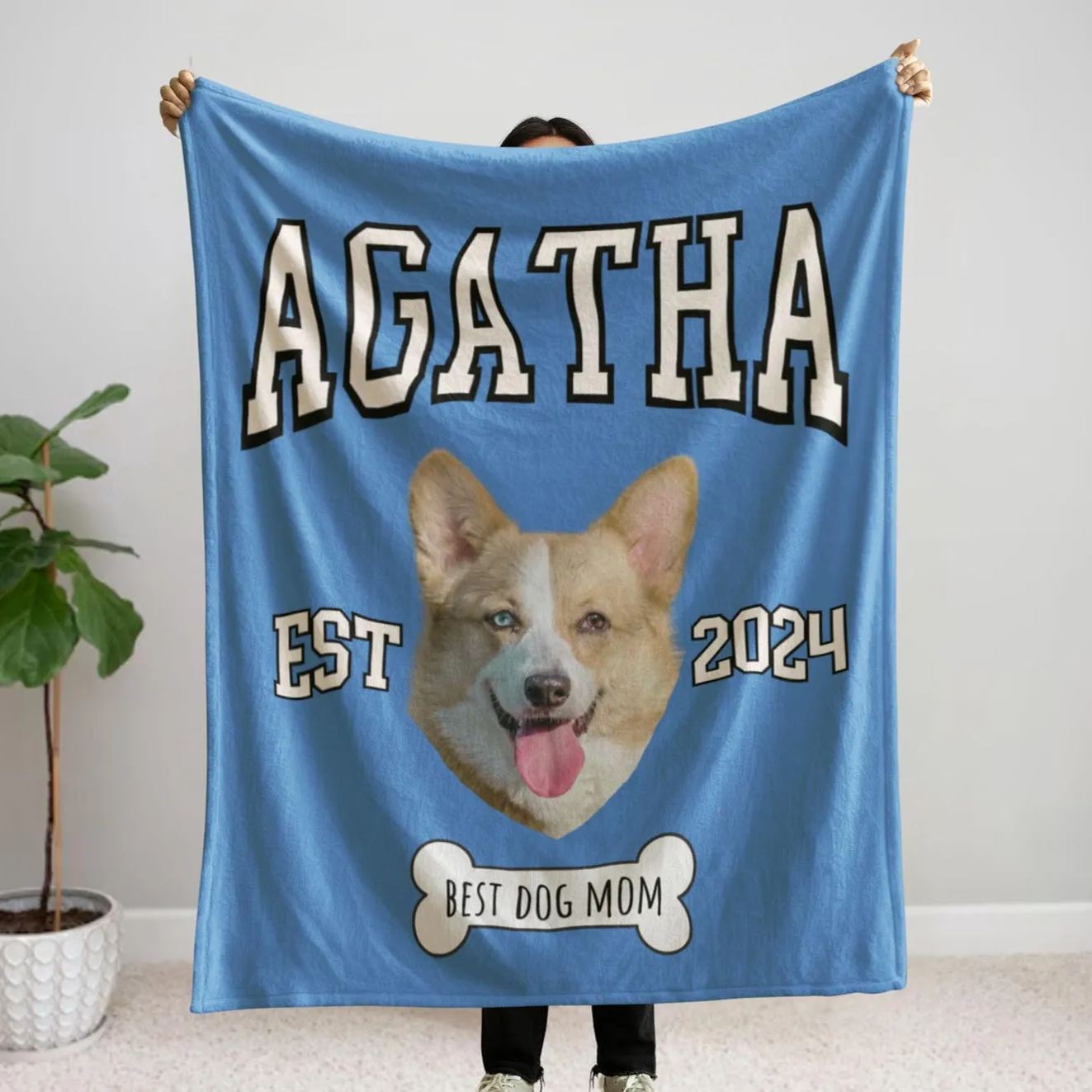 ペット写真レトロ調のオーダーメイド毛布-welikecustom-MJ