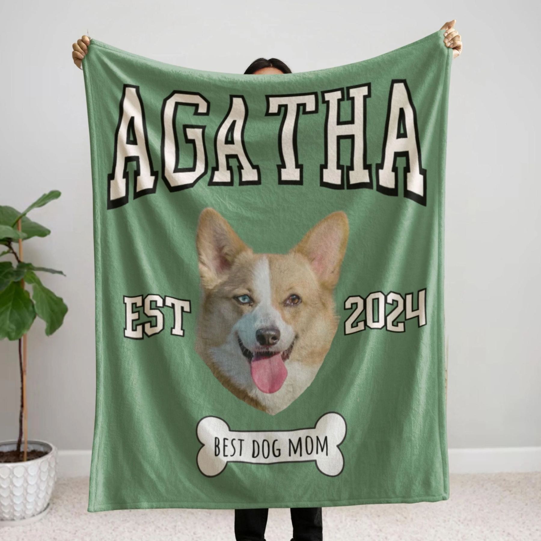 ペット写真レトロ調のオーダーメイド毛布-welikecustom-MJ