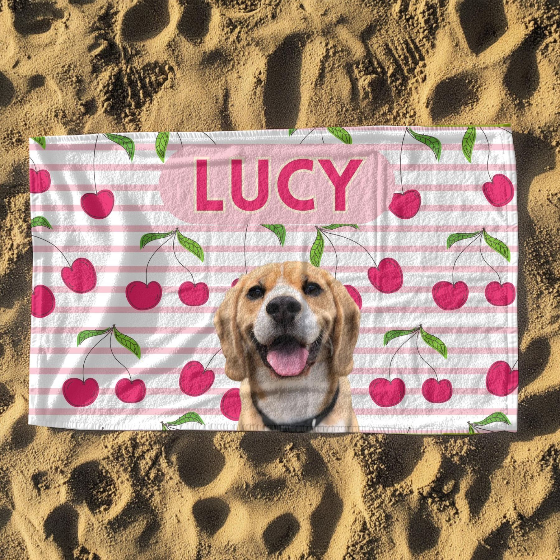 「チェリー」フォトカスタム ビーチタオル-welikecustom-MJ