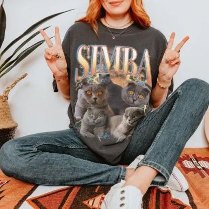 レトロ雷光都市ペットプリントTシャツ/スウェット/パーカー - 夜景と愛犬・愛猫の融合-welikecustom-MJ