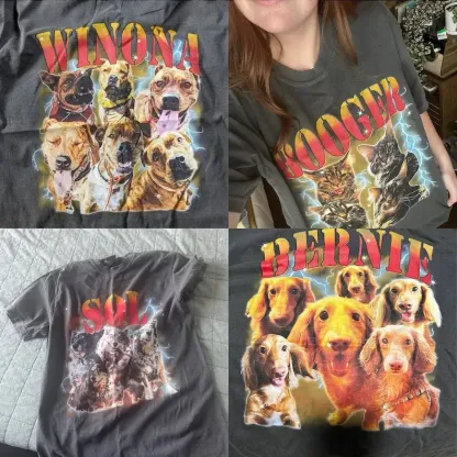 ペットの写真をプリントしたレトロなサンセットスタイルのヒップホップTシャツ、スウェットシャツ、パーカー-welikecustom-MJ