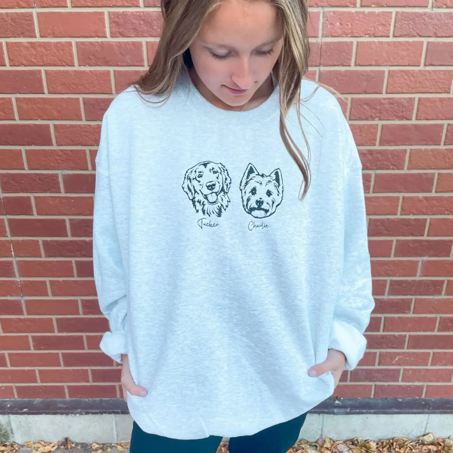 カスタム刺繍ペットシルエットTシャツ、スウェット、フーディー