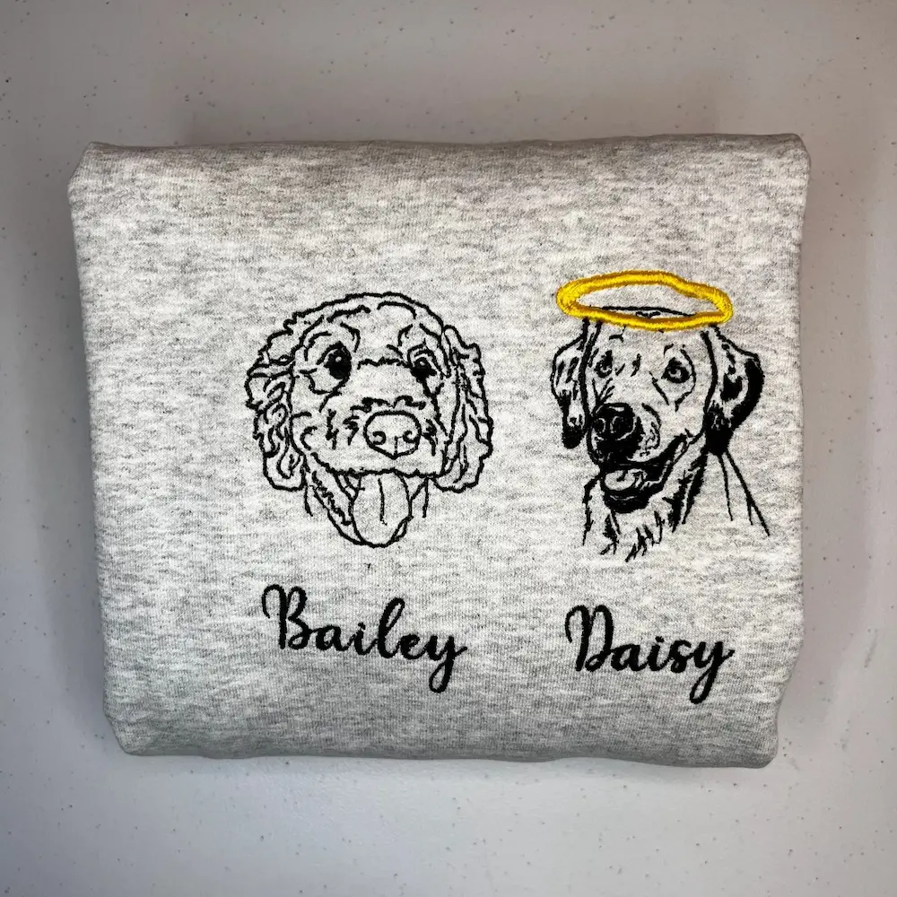 カスタム刺繍ペットシルエットTシャツ、スウェット、フーディー