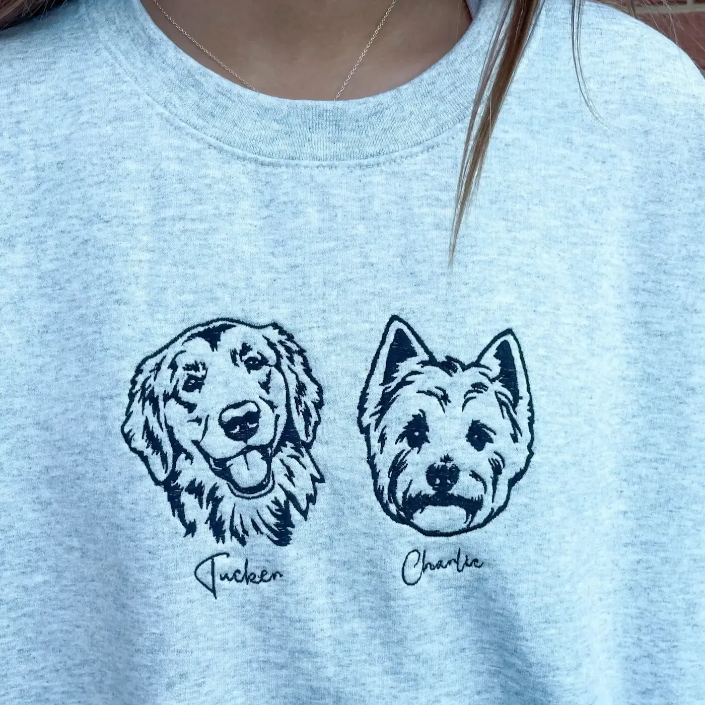 カスタム刺繍ペットシルエットTシャツ、スウェット、フーディー