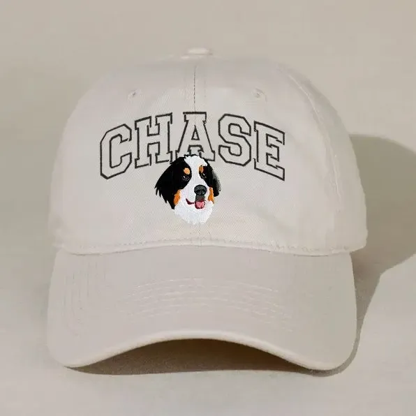 ペットの名前が入ったカスタムペットポートレート刺繍野球帽