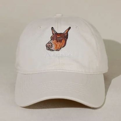 刺繍入りペットポートレートオーガニックコットンベースボールキャップ