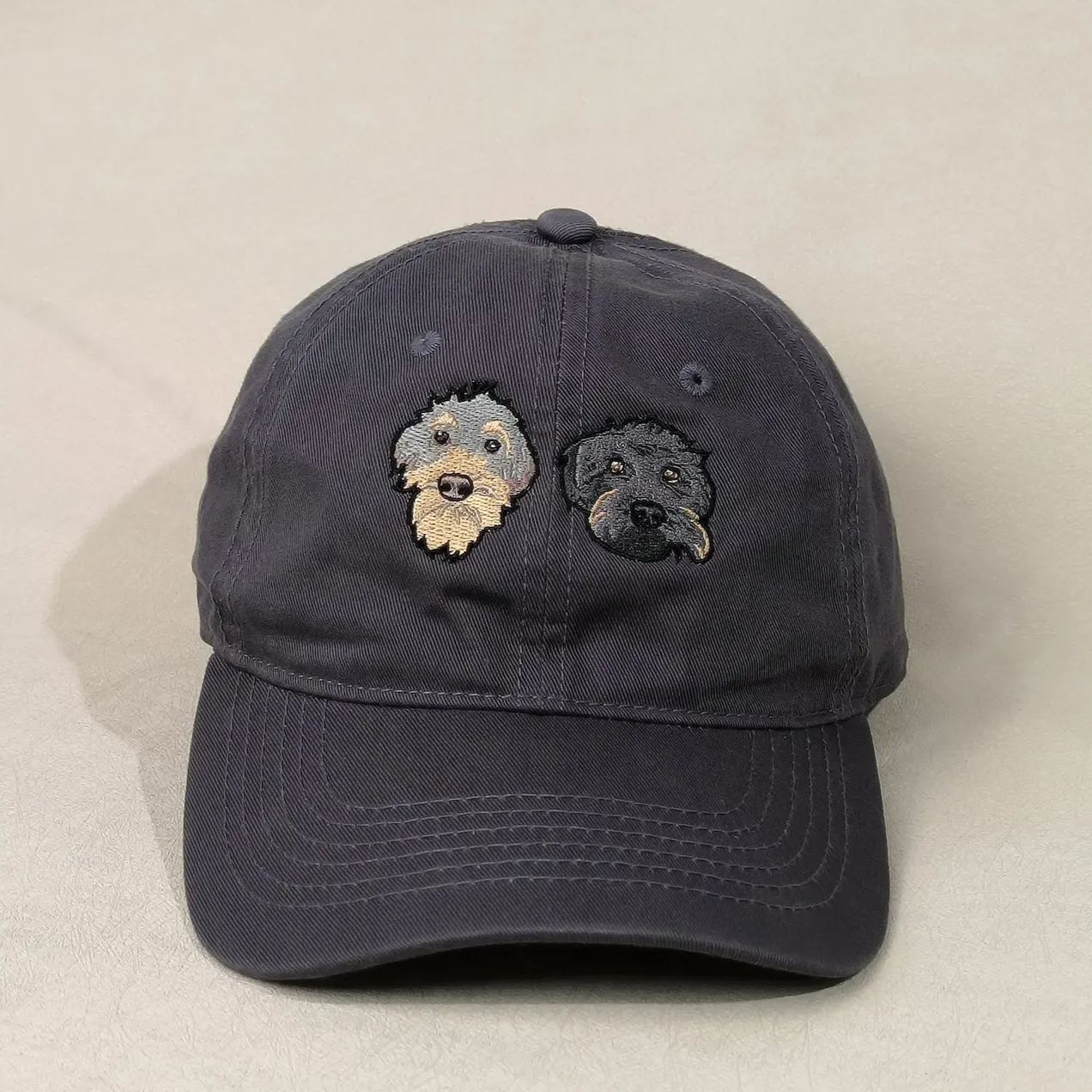 刺繍入りペットポートレートオーガニックコットンベースボールキャップ