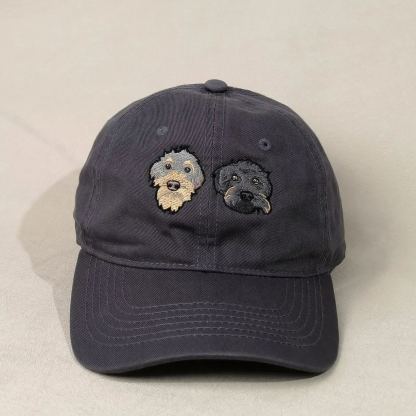 刺繍入りペットポートレートオーガニックコットンベースボールキャップ