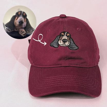 刺繍入りペットポートレートオーガニックコットンベースボールキャップ