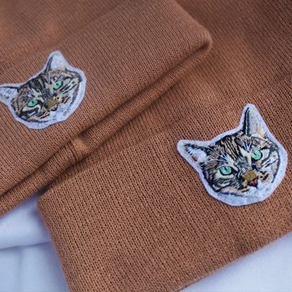 カスタム刺繍のペットの肖像画リサイクルオーガニックビーニーハット
