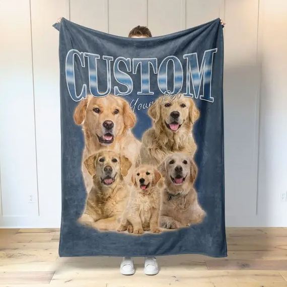 ペットの写真と名前を使ったカスタムペットブランケット、カスタム犬用ブランケット、パーソナライズされた猫の写真ブランケット