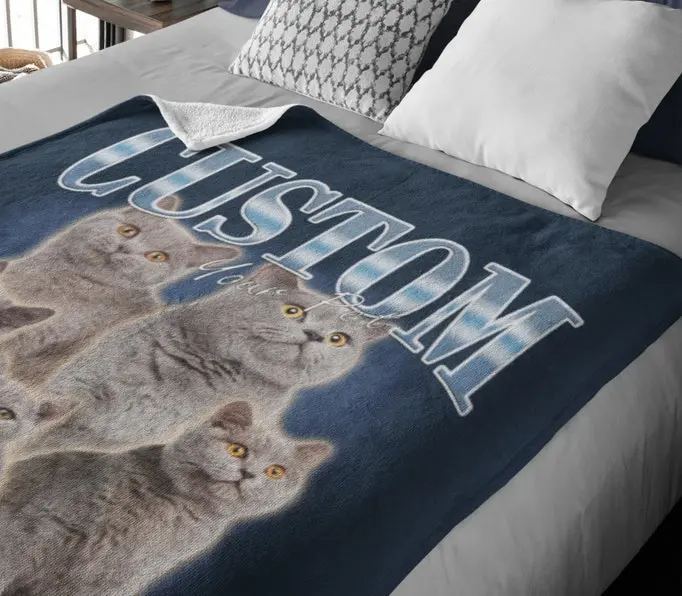 ペットの写真と名前を使ったカスタムペットブランケット、カスタム犬用ブランケット、パーソナライズされた猫の写真ブランケット