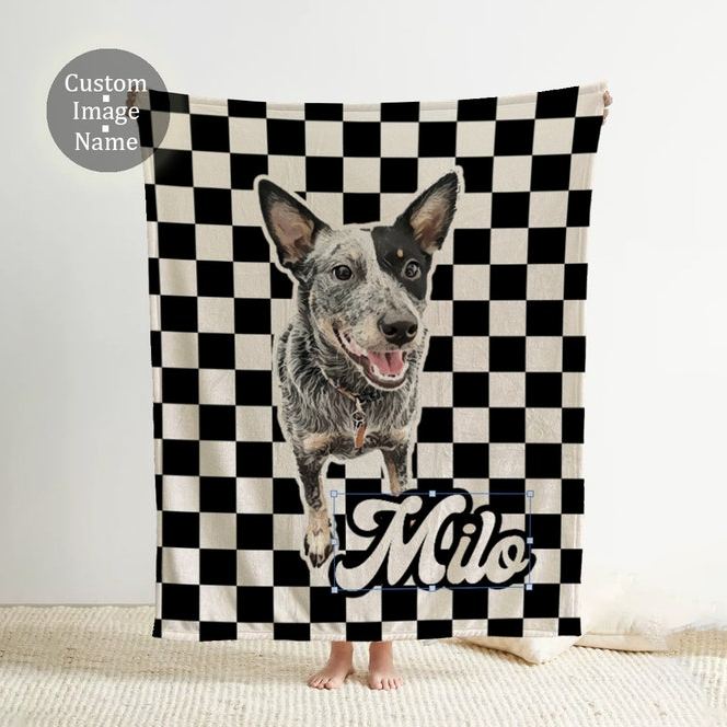 カスタムペット写真ブランケット、ペット写真 + 名前でカスタマイズブランケット、パーソナライズされた犬または猫の写真ブランケット