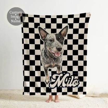 カスタムペット写真ブランケット、ペット写真 + 名前でカスタマイズブランケット、パーソナライズされた犬または猫の写真ブランケット