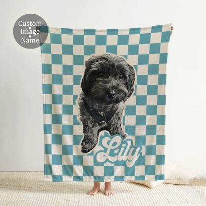 カスタムペット写真ブランケット、ペット写真 + 名前でカスタマイズブランケット、パーソナライズされた犬または猫の写真ブランケット