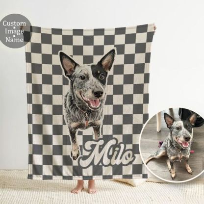 カスタムペット写真ブランケット、ペット写真 + 名前でカスタマイズブランケット、パーソナライズされた犬または猫の写真ブランケット