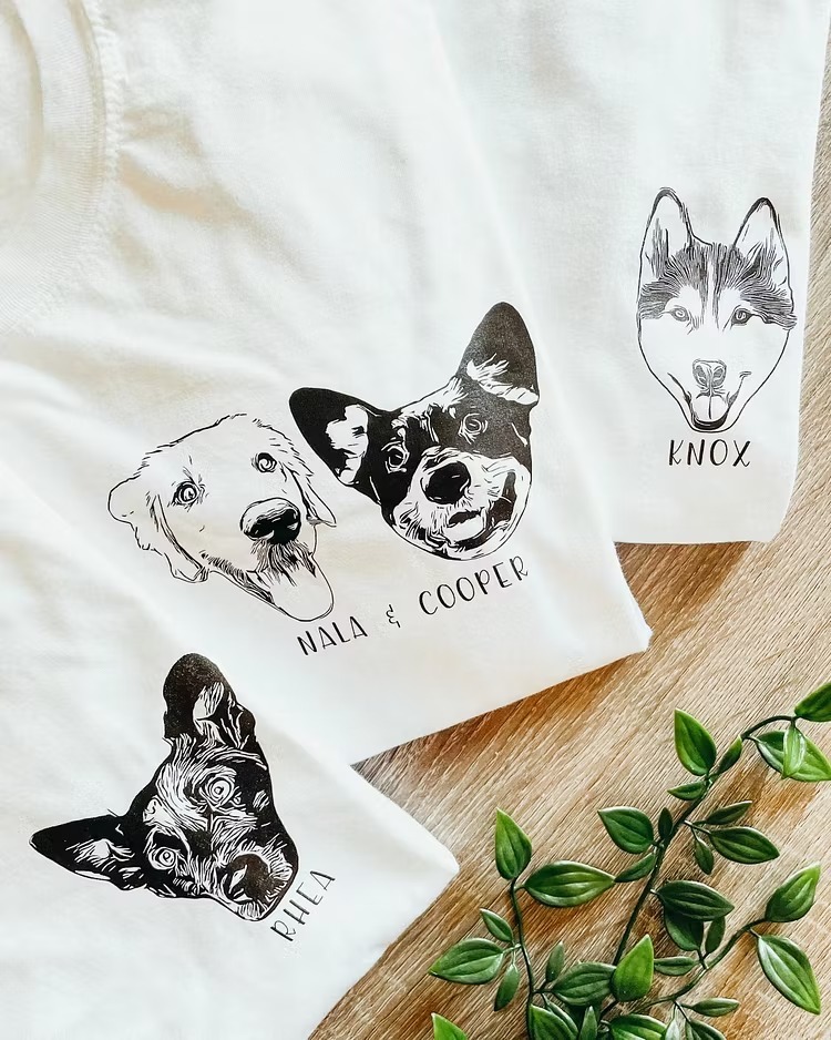 ペットの似顔絵入りクルーネックスウェット＆Tシャツ — ペット好きの方へのオリジナルギフト
