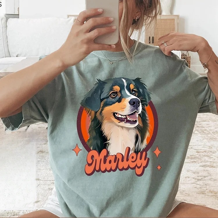 ペットのリアルな手描き写真を使用した、カスタムTシャツ、スウェットシャツ、パーカー-welikecustom-MJ