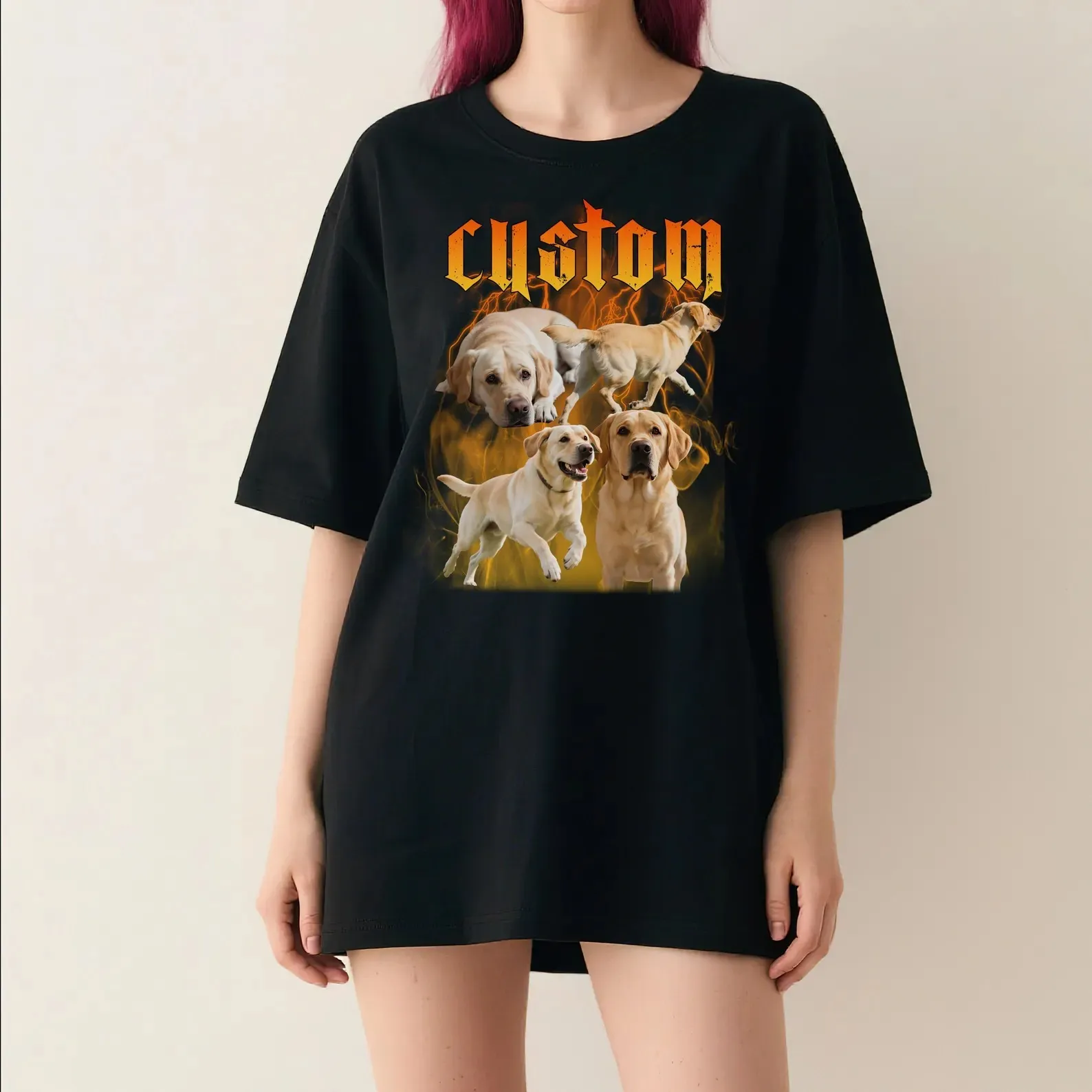 ゴシック風ペット写真プリント T シャツ、スウェット、パーカー-welikecustom-MJ