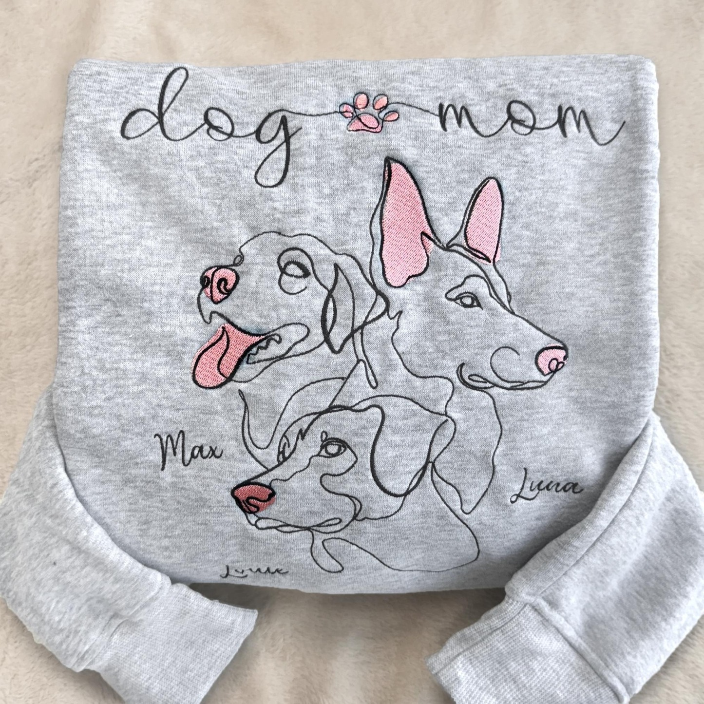 ミニマルライン刺繍Tシャツ/スウェット/パーカー - 抽象シルエットスタイル-welikecustom-MJ