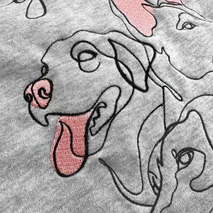 ミニマルライン刺繍Tシャツ/スウェット/パーカー - 抽象シルエットスタイル-welikecustom-MJ