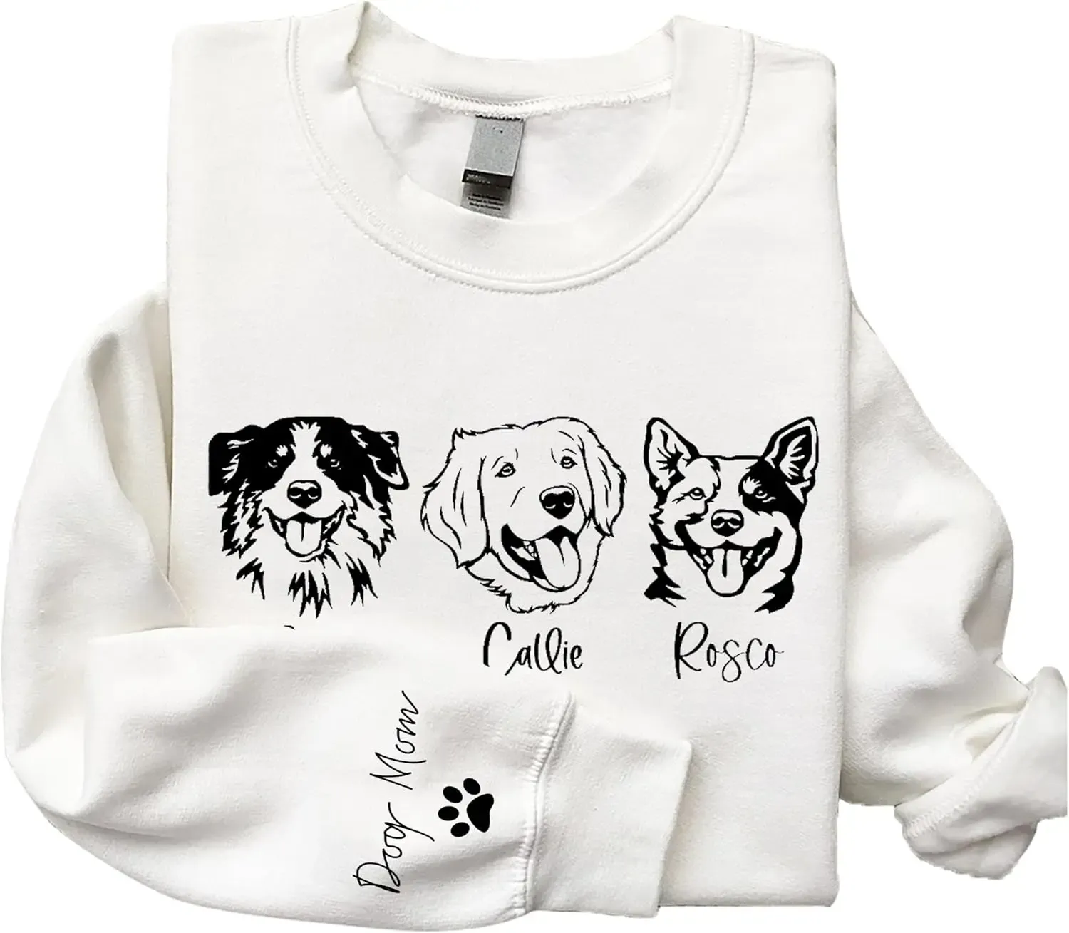 シルエット風カスタムペットプリントTシャツ、スウェット、フーディー