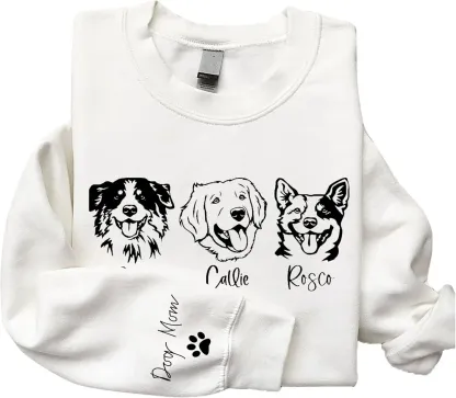 シルエット風カスタムペットプリントTシャツ、スウェット、フーディー