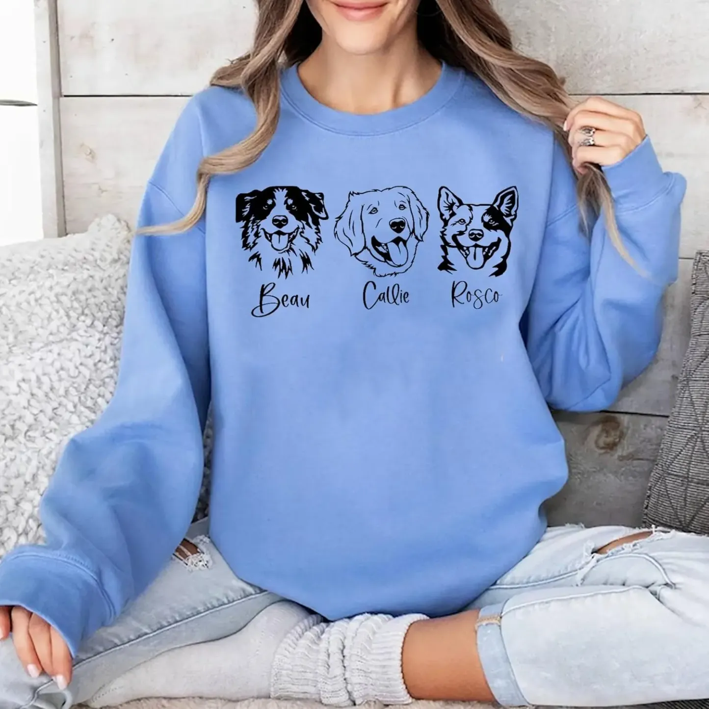 シルエット風カスタムペットプリントTシャツ、スウェット、フーディー