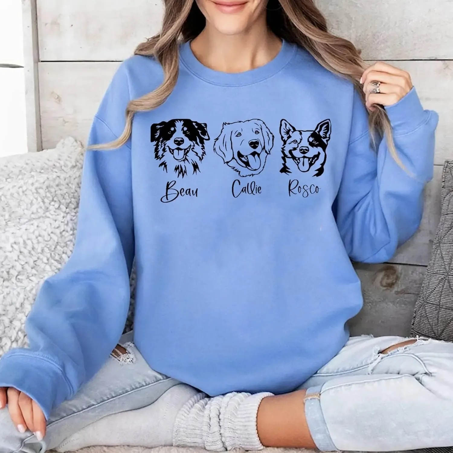 シルエット風カスタムペットプリントTシャツ、スウェット、フーディー