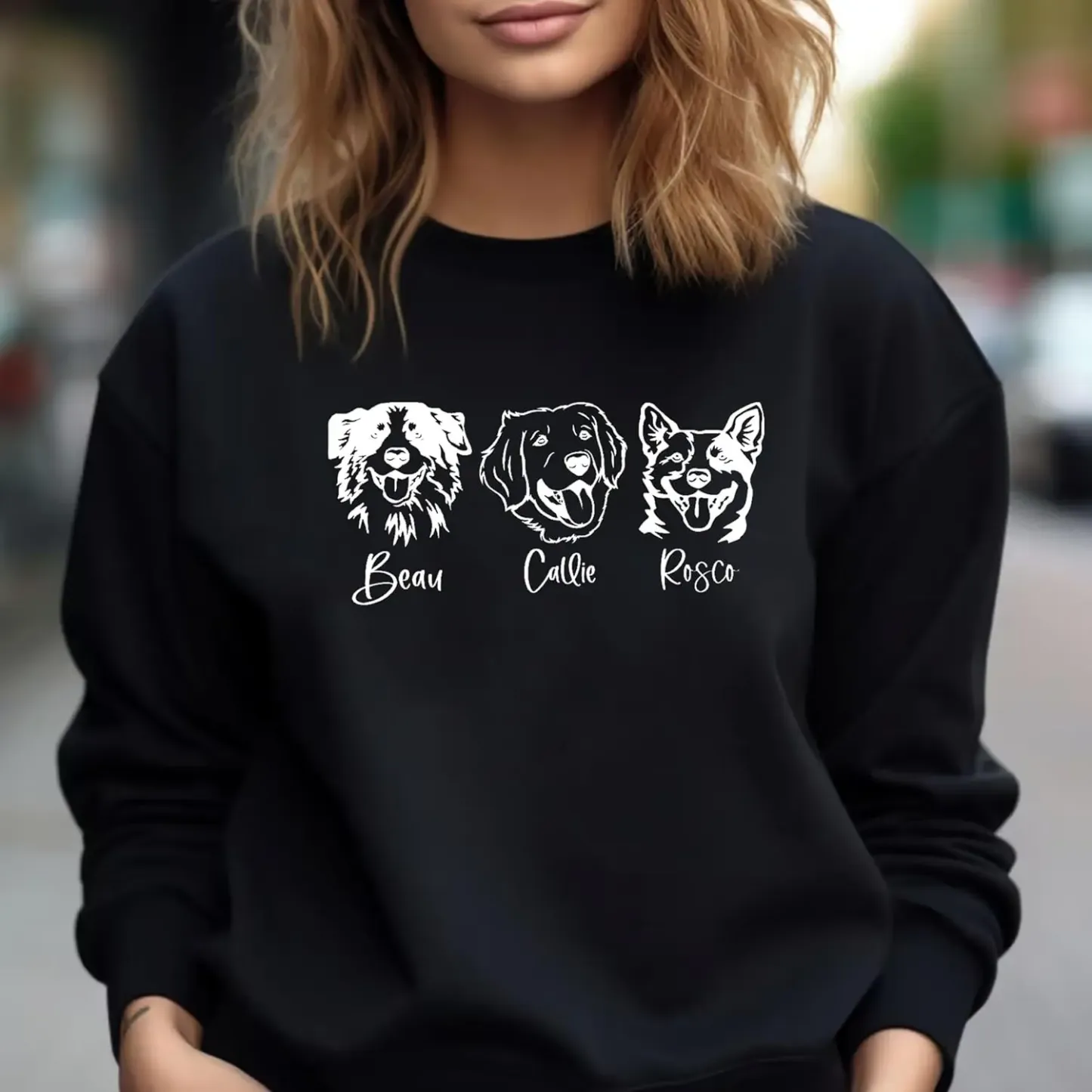 シルエット風カスタムペットプリントTシャツ、スウェット、フーディー