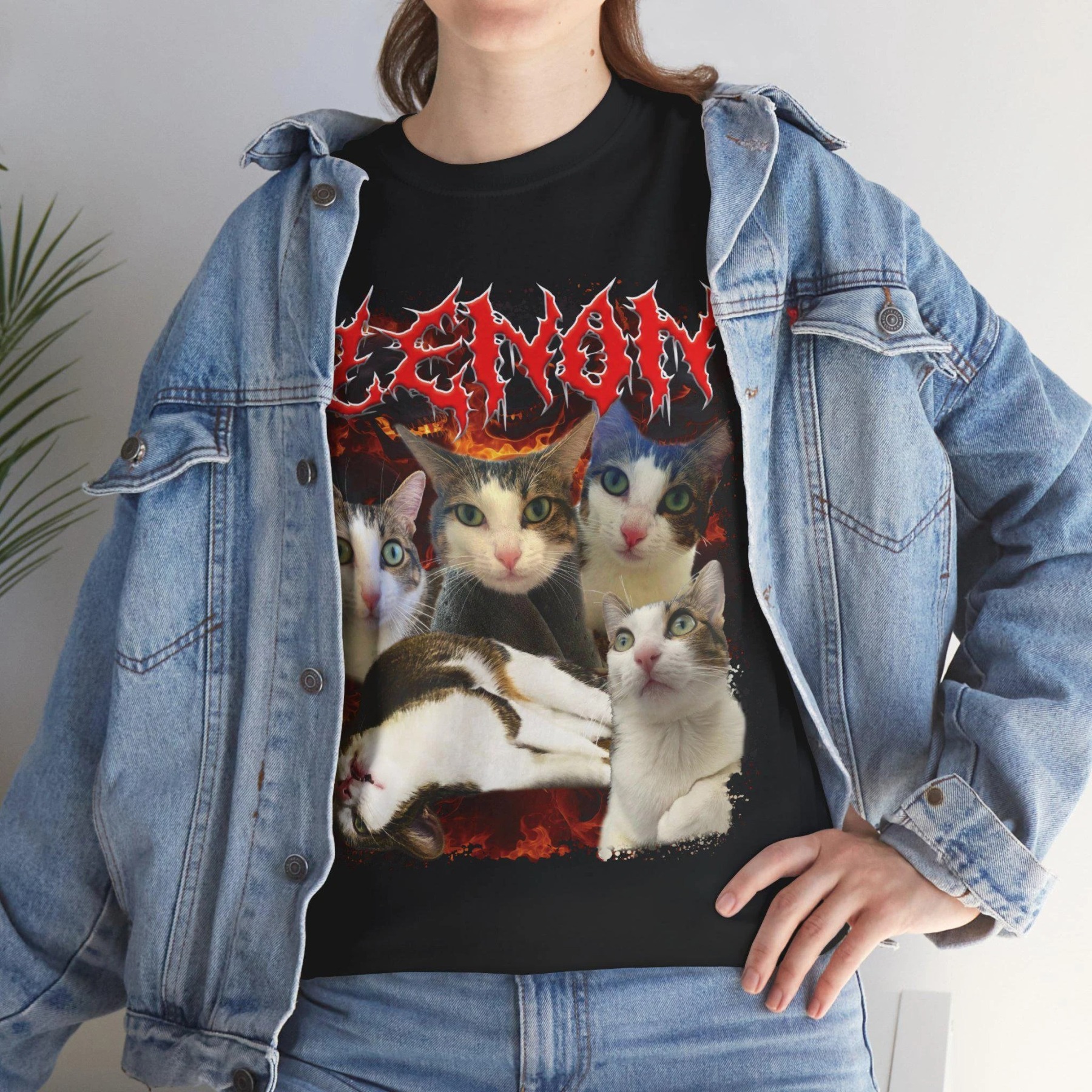 ヘビーメタル風ペットプリントTシャツ/スウェット/パーカー - 反逆のヴィンテージスタイル-welikecustom-MJ