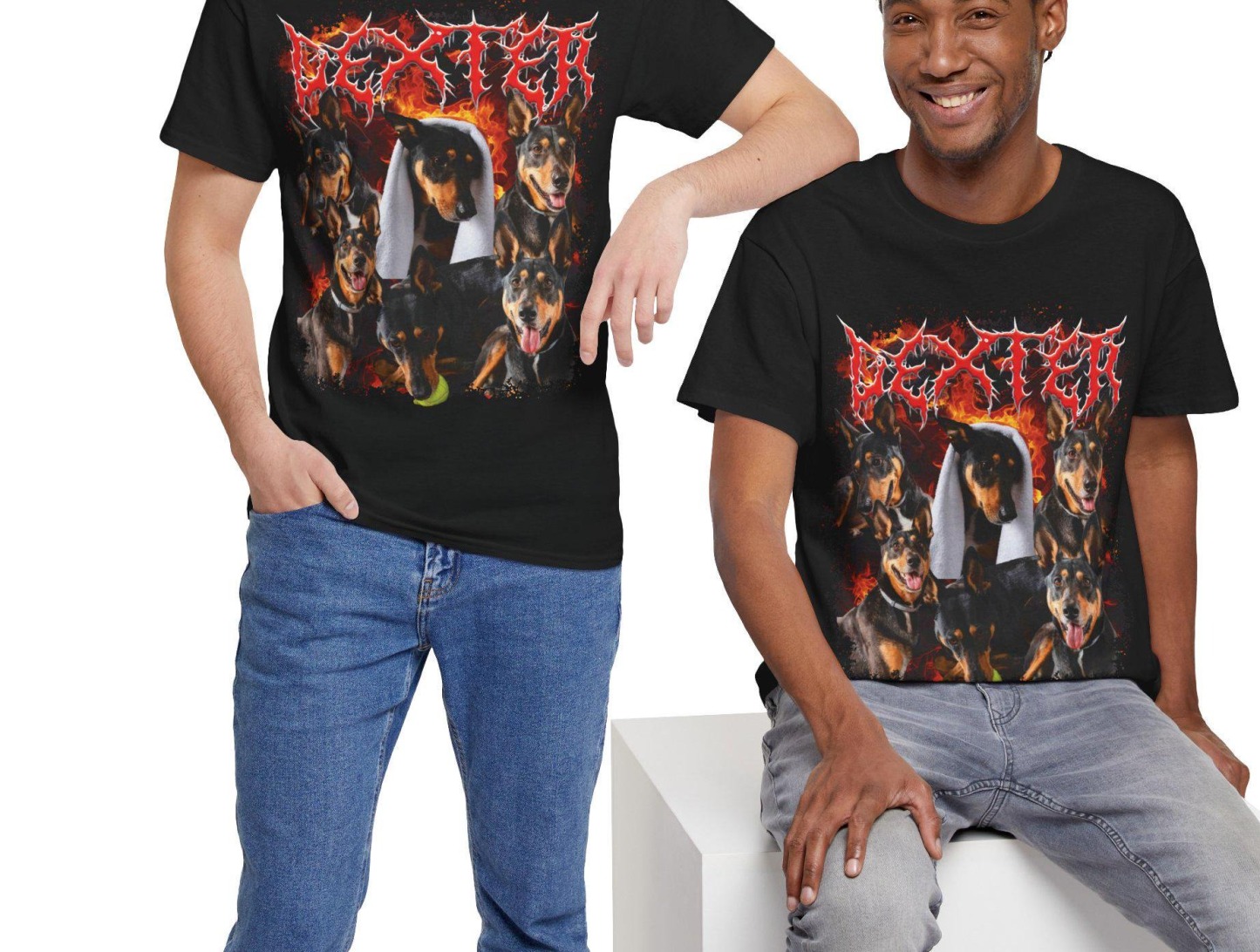 ヘビーメタル風ペットプリントTシャツ/スウェット/パーカー - 反逆のヴィンテージスタイル-welikecustom-MJ