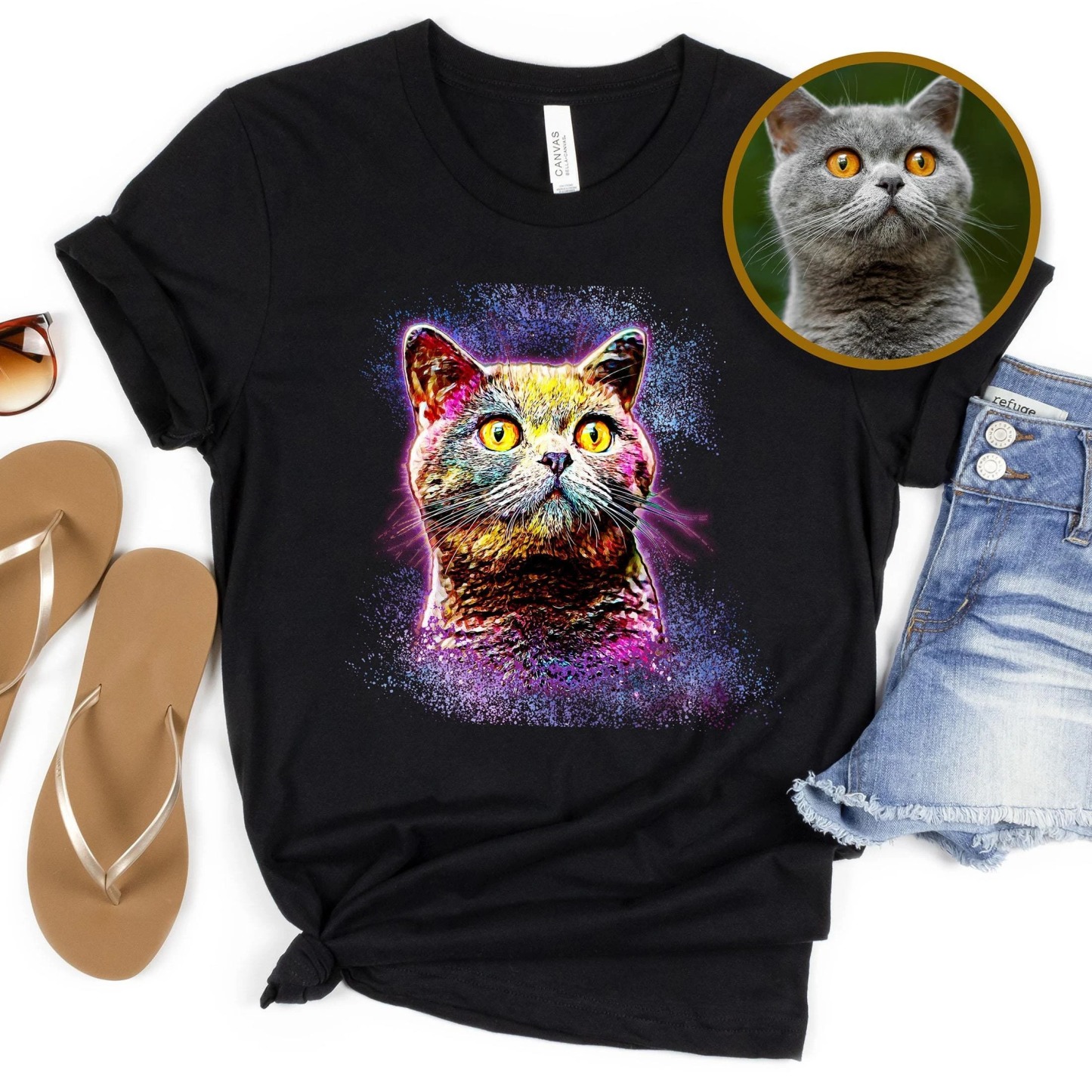 泼墨赛博风格宠物照片tee