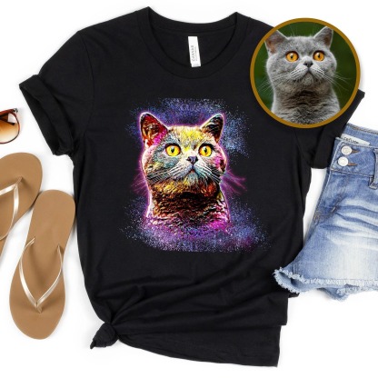 泼墨赛博风格宠物照片tee