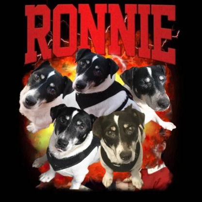 レッドヘビーメタルスタイル ペット写真プリント ヴィンテージTシャツ／スウェット／パーカー-welikecustom-MJ