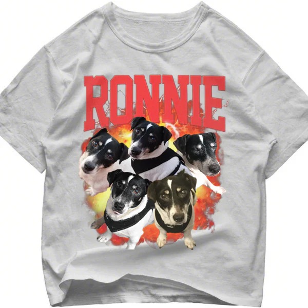 レッドヘビーメタルスタイル ペット写真プリント ヴィンテージTシャツ／スウェット／パーカー-welikecustom-MJ