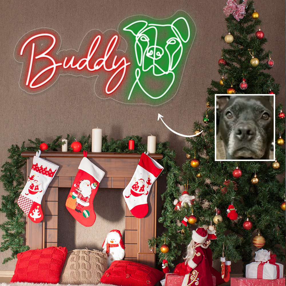 Customized Pet Photos And Names Led Neon Christmas Art Wall Decoration