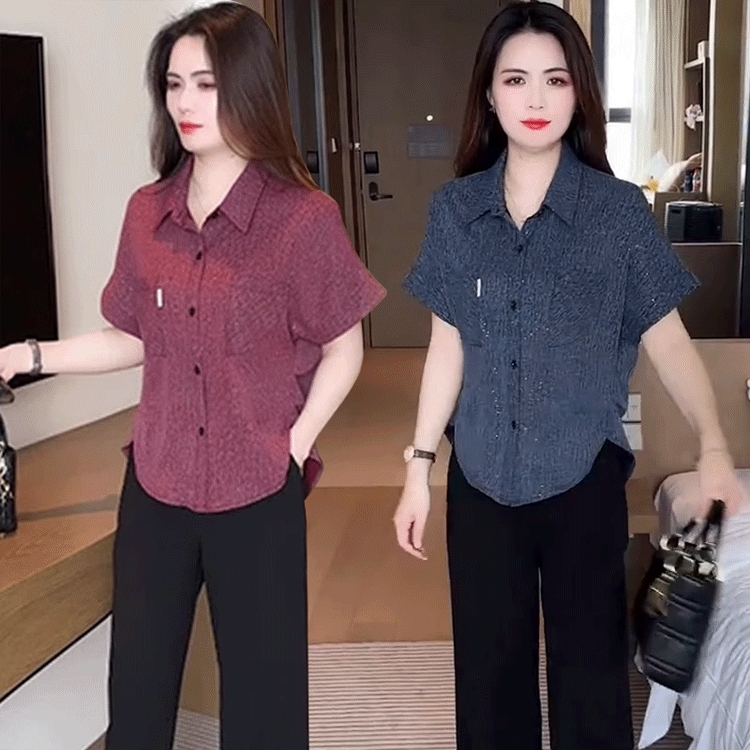 【氣質減齡】女士小香風短袖襯衫