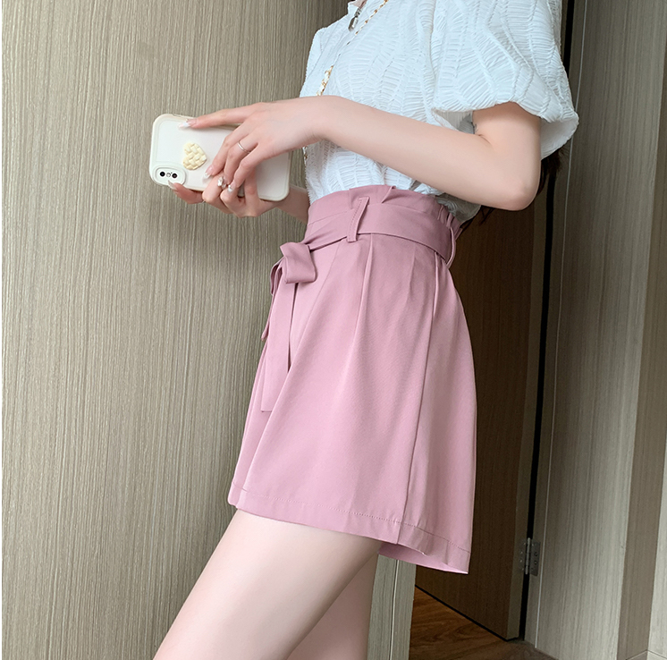 蝴蝶结松紧腰短裤*Pink Size L