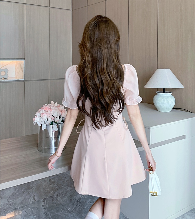 宫廷风系带连衣裙女*Pink M 