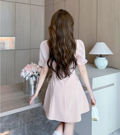 宫廷风系带连衣裙女*Pink M 