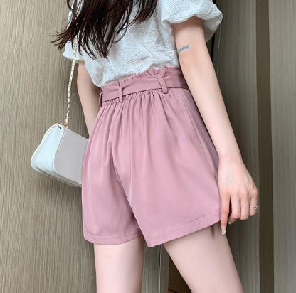 蝴蝶结松紧腰短裤*Pink Size L