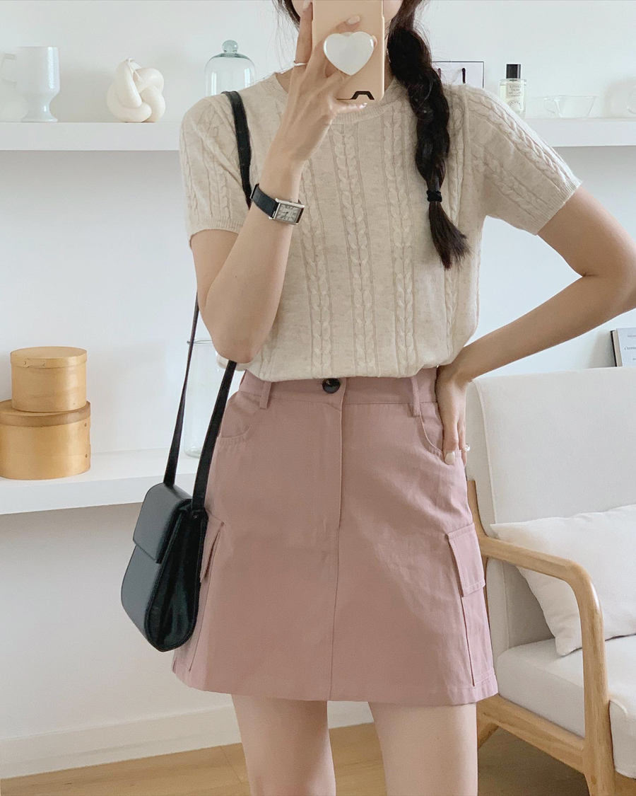 Clay Pink Cargo Skirt 藕粉工装裙*Size S