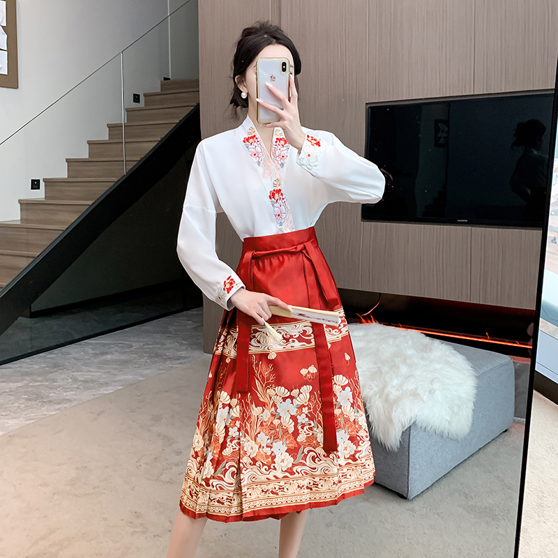 【长袖款】5698 Midi Horse-face skirt Set中长款马面裙套装